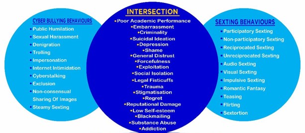 Diagram showing Intersection of Cyberbullying and Sexting